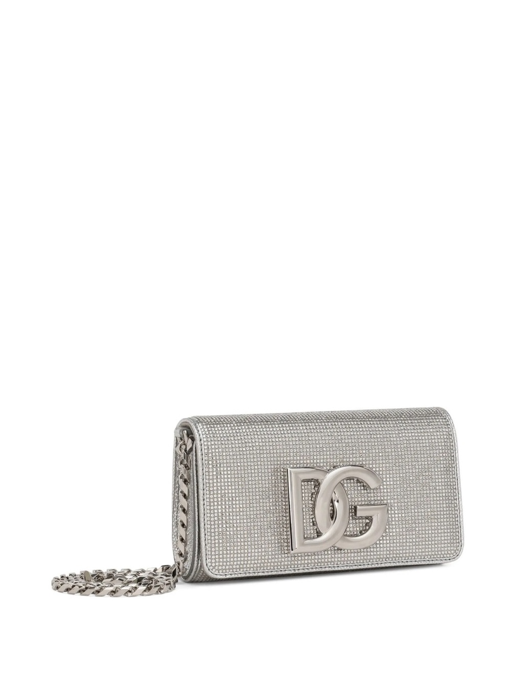 Dolce & Gabbana Silver Crystal DG Chain Wallet